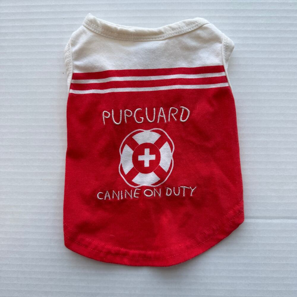 Ellen Degeneres Dog Tank Small Pupguard on Duty Lifeguard Red White